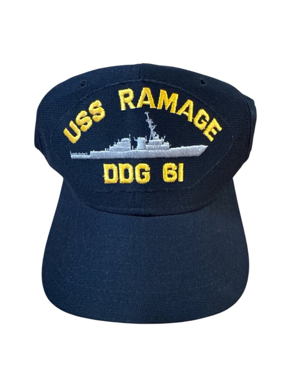 USS Ramage DDG 61 Snapback Blue New Era Dupont Visor Pro‎ Model Vintage M/L USA